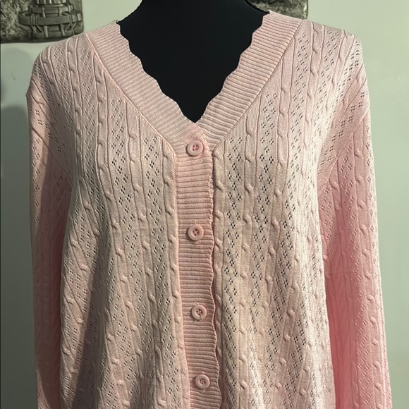 Pink Cable Knit Women's Sweater - Picture 4 of 5